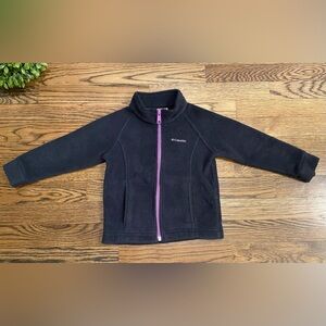 Columbia Toddler Black Fleece Jacket w/ Lavender Zipper Sz 3T